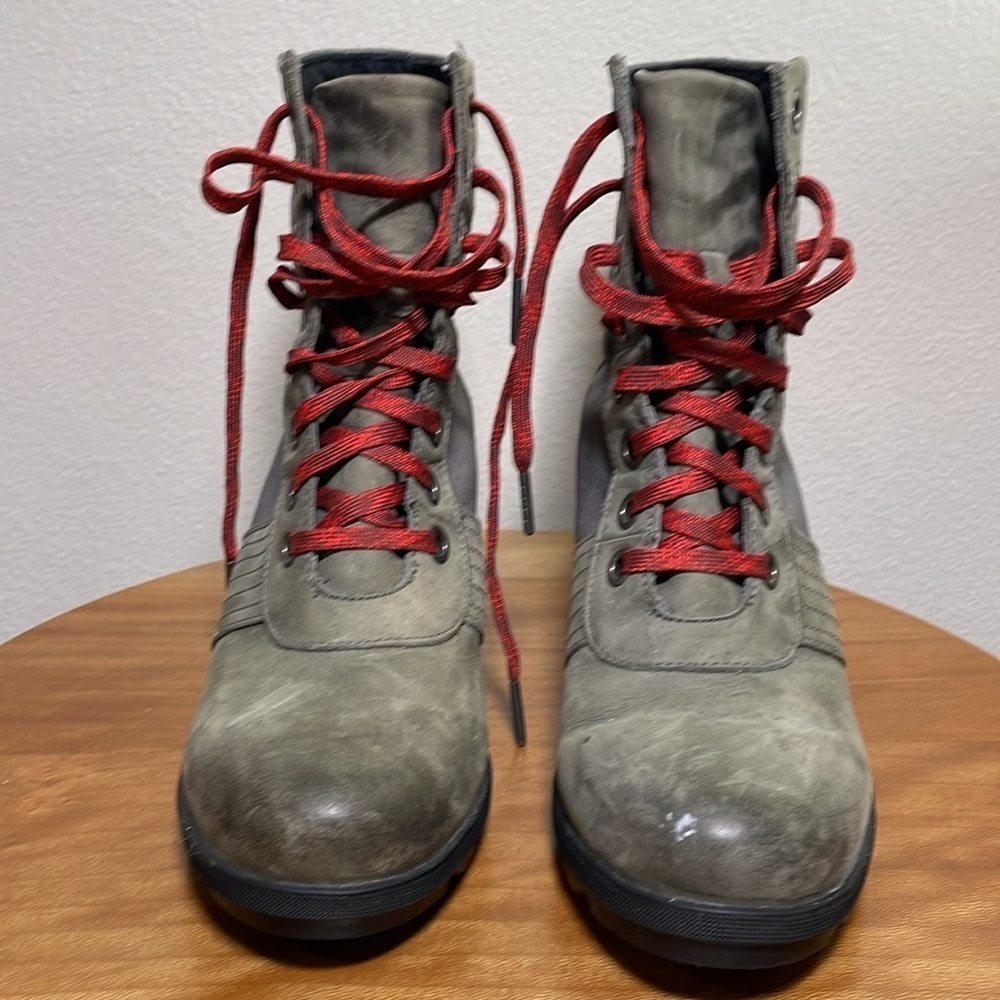 Sorel Lexie Wedge Boots Quarry Red Laces Lug Sole size 10 - Picture 2 of 14